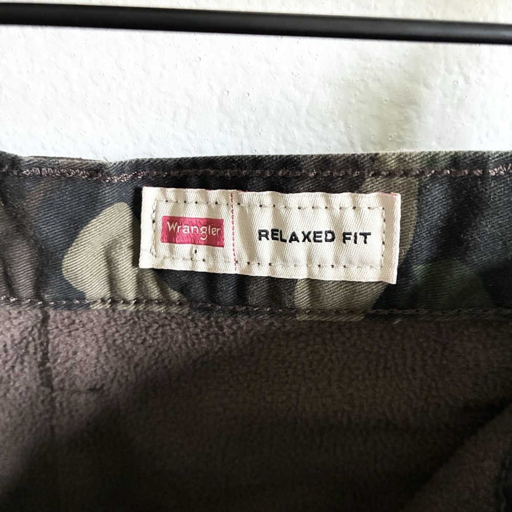 Wrangler Camo Camouflage Utility Cargo Pockets Fleece Lined Pants Mens 34x34 - Picture 5 of 6